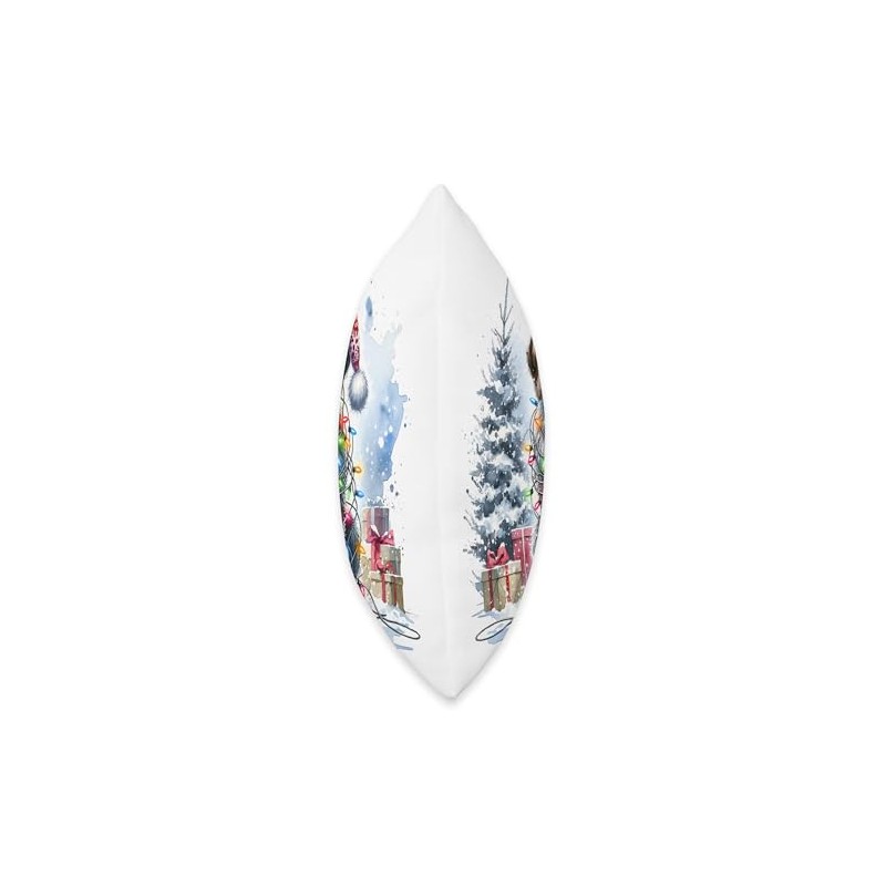 Watercolor German Wirehaired Pointer Dog Christmas Lights Throw Pillow