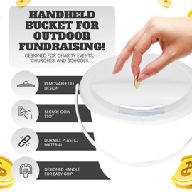 Plastic Street Collection Charity Donation Bucket (White 4 Pack)