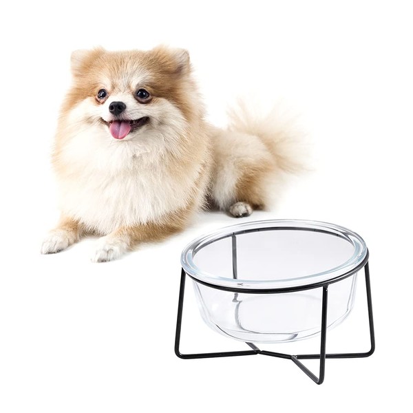 Cat Dog Bowl – Raised and Angled Cat Bowl with Stand – Glass Bowl for Cats and Small Dogs – Anti-Vomiting Orthopaedic Bowl for Water and Food – 450 ml