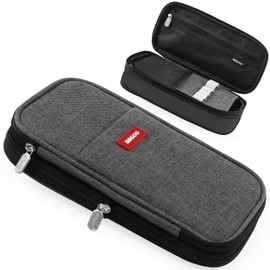 Large Capacity Pencil Case, Koncci Stationery Storage Handheld Pen Pouch Bag Multiple Compartment Double Zipper Portable High School Office Organizer