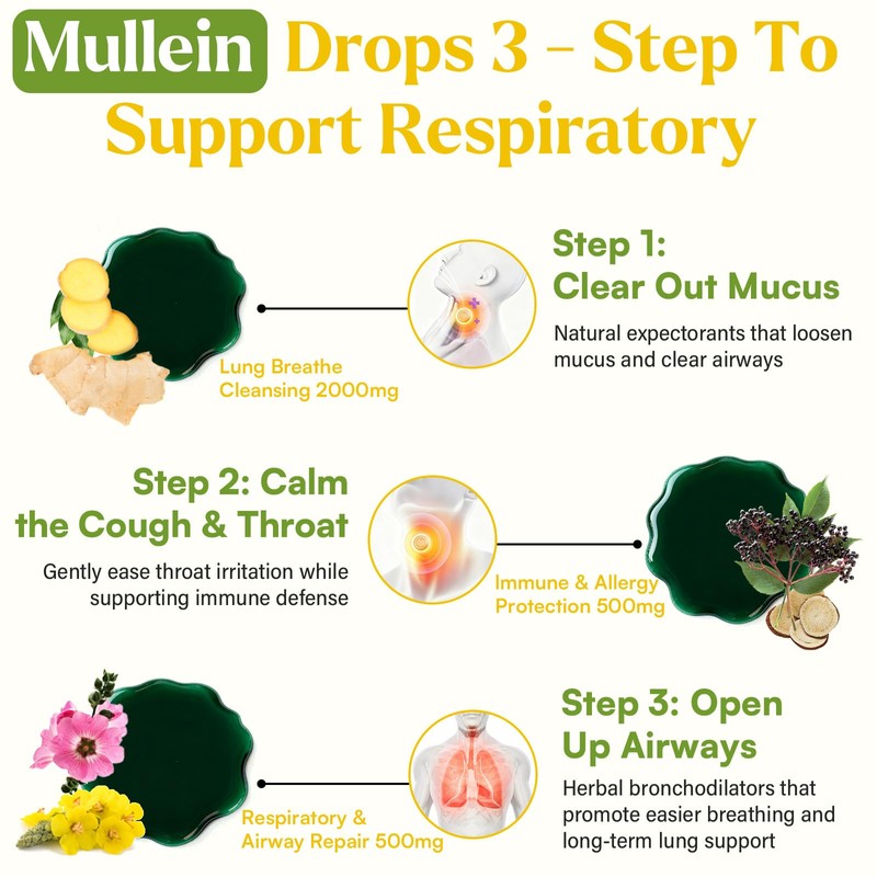Mullein Drops For Lungs, Liposomal 14 In 1 Mullein Leaf