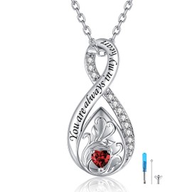 Sterling Silver Urn Necklace for Ashes for Women: Infinity Cremation Jewelry for Women - Ashes Keepsake Pendant Memorial Jewelry Gifts for A Loss of Loved Ones, 925, Cubic Zirconia
