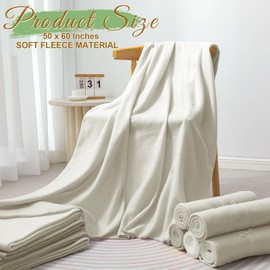 20Pcs Off-White Fleece Blankets Bulk 50x60 In Soft Lightweight Throw Blankets Cozy Bed Sofa Blanket Bulk Color Winter Warm Fleece Pet Blanket for Home Office Wedding Favor Outdoor Travel Homeless Gift