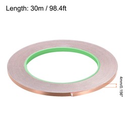 Rebower Copper Foil Tape Conductive Adhesive Double Sided, [for EMI Shielding, Stained Glass, Paper Circuits, Grounding] - 5/32"/98ft/2 Roll