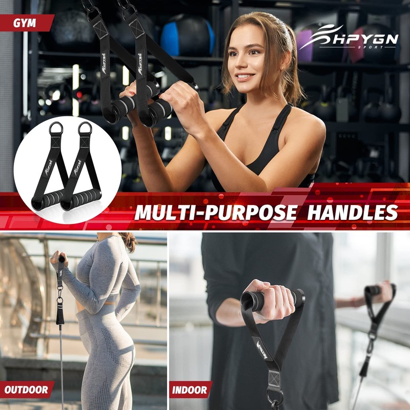 Exercise Handles, Resistance Bands Handles, Tricep Rope Cable Attachment, Gym