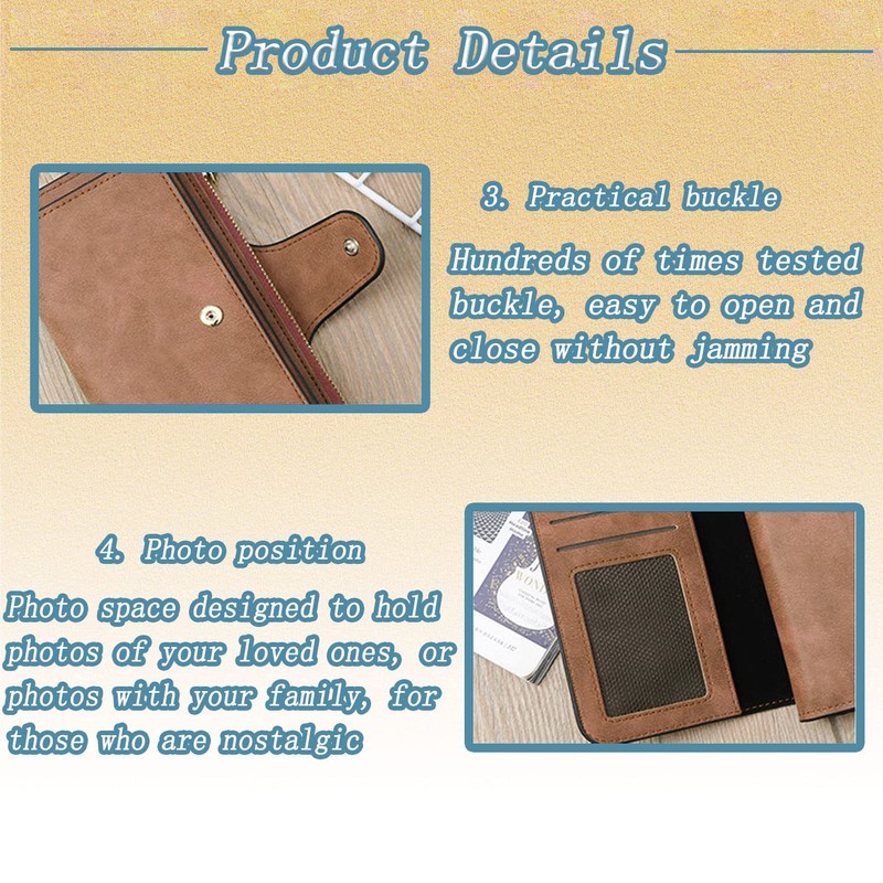 DTSFHTDAL Women's Wallet-Womens Long Wallet-Leather Large Capacity Coin Purse-Credit Card