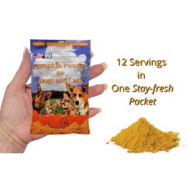100% Pumpkin for Dogs/Cats, U.S.A. Dried Pumpkin Powder Fiber Supplement, Diarrhea/Constipation Fix, 12 Servings, 1 Ounce Trial Packet