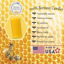 Alternative Imagination 100% Pure Beeswax Pillar Candle (2x5 Inch), 55 Hour, Hexagon Design, Hand-Poured, Made in USA