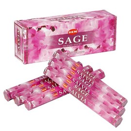 HEM Incense Stick, Hexa Pack, Sage, Hexagonal (20 Pieces) x 6 Boxes