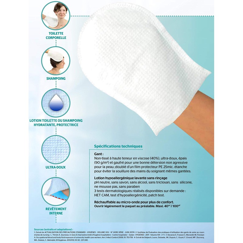 Dr. Helewa DHICBATH12 Pre-moistened Toilet Gloves, Laminated, Infection Control Control