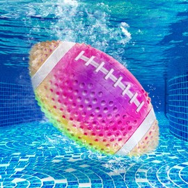 Hiboom Swimming Pool Water Football, Soft Beach Games Waterproof Ball for Kids, 9.6 Inch PVC Rainbow Colorful Non Slip Underwater 4th of July Party Dive Toys Gift for Adults and Family