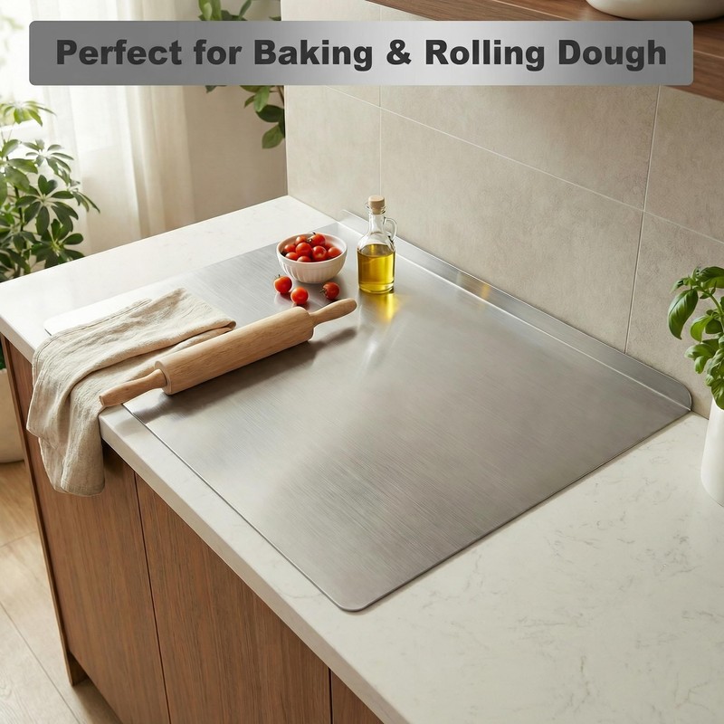 Stainless Steel Cutting Board with Lip, Extra Large Non Toxic
