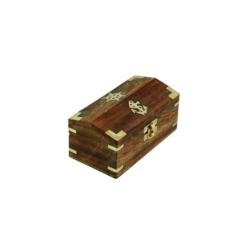 NKlaus Mango Wood / Brass Treasure Chest 14.5 x 7.5