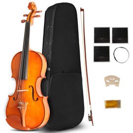 Ceciliec CVA-400 Viola, Solid Wood Viola with Case, Bow, Rosin, Musical Instrument Acoustic Violas Set for Adults, Beginners Students, 14 Inch