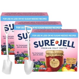 Sure-Jell Low Sugar Pectin for Canning – Pack of 3 (1.75 oz Boxes) – Fruit Pectin for Low or No Sugar Jam, Jelly & Preserves – Includes Candy Freezer Metal Spoons (Low Sugar) - Metal Spoons