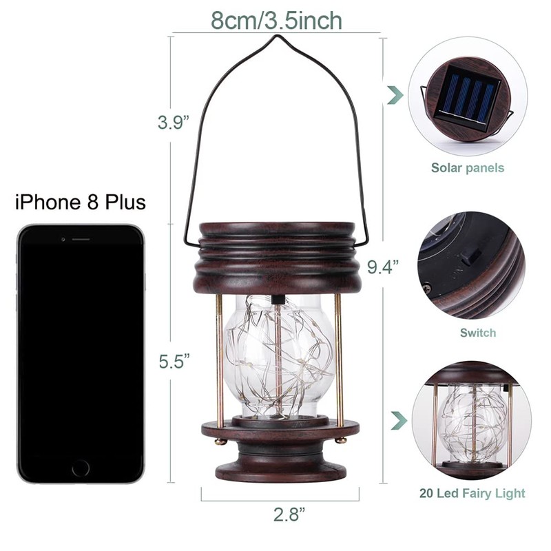 Solar Lanterns Outdoor Hanging Lights,2 Pack Waterproof Landscape Lights Solar