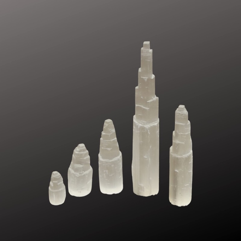 Heimtex Selenite Crystal Tower Mountain Column in Various Sizes, Ideal