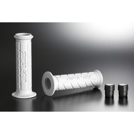 Bike Parts Center 903336 Bike Grip, Universal Color Grip, White, Piercing Type, With Bar Ends