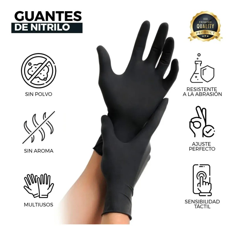 Guantes De Nitrilo Libre De Latex Sin Polvo Azul Negro