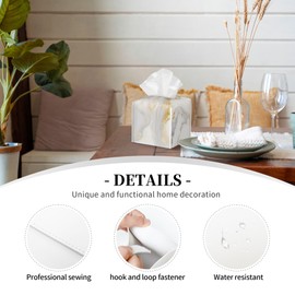 Tissue Box Cover,Grey Golden Marble Pu Leather Square Tissue Box Cover Case Organizer Cube Holder for Bathroom Vanity Countertop Night Stands Office Desk & Car 5.2X5.2X5.2''