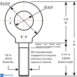 Lifting Shoulder Eye Bolt 7/8"-9 X 2-1/4"