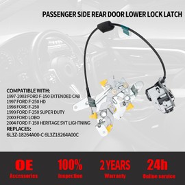 Passenger Right Side Rear Door Lower Lock Latch Replacement for 1997-2003 Ford F-150 F-250 HD Super Duty Lobo Heritage, Locking Latches Replaces# 6L3Z-18264A00-C 6L3Z18264A00C