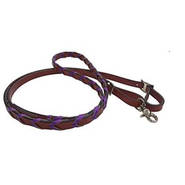 Showman Leather Braided Reins w/Colored Lacing (Purple)