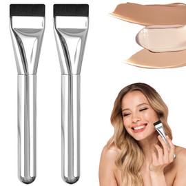 TECHEEL Thin Foundation Brush 2 Stück Flacher Leichter Concealer Flacher Rouge Concealer Pinsel Foundation Pinsel Flacher Foundation Makeup Pinsel Flüssiger Puderpinsel für Mädchen, Damen