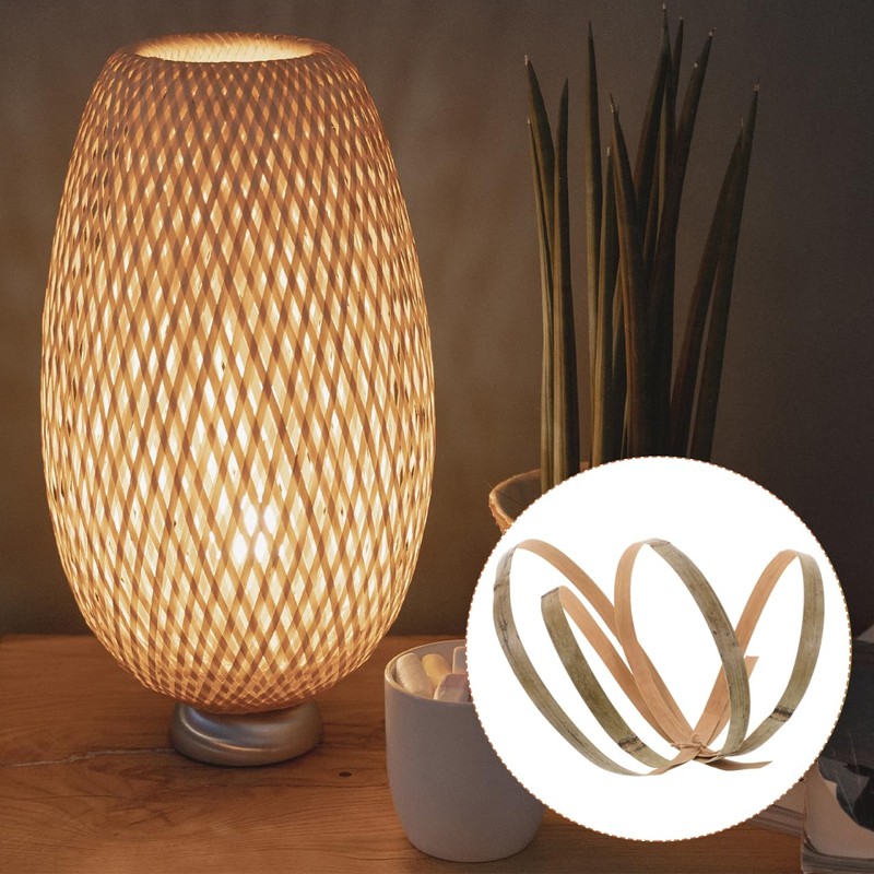 STOBOK Bamboo Weaving Strip Roll Flat Bamboo Strip for Basket