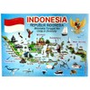 Indonesia Graphic Map and Attractions Souvenir Fridge Magnet 2.5" X