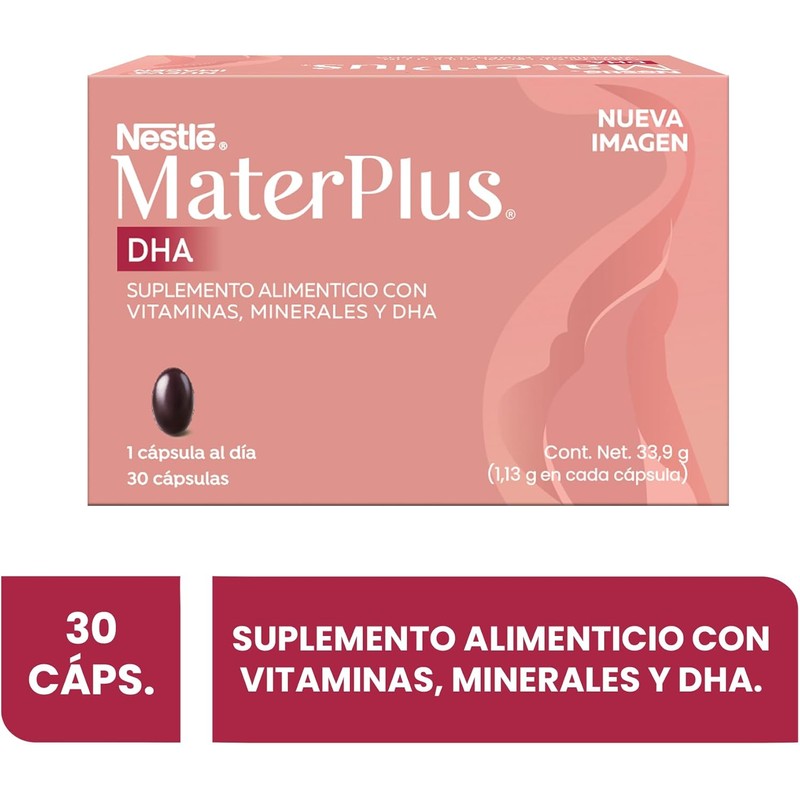 Nestle MaterPlus Prenatal Multivitamin with DHA, Folic Acid & Iron