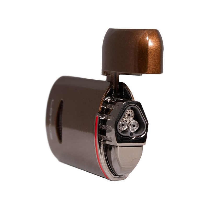 Lotus Matrix Triple Torch Flip Top Lighter with Punch (Brown)