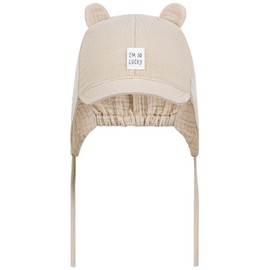 Smarilla Tie Hat Peaked Cap Summer Hat Baby Boy Muslin, beige