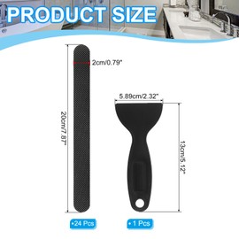 PATIKIL Badewanne Anti-Rutsch Aufkleber 20x2 cm, 24er Pack Sicherheits Dusche Grund Anti-Rutsch Aufkleber mit Klebepunkten Schaber für Badewanne Dusche Grund Treppe, Schwarz