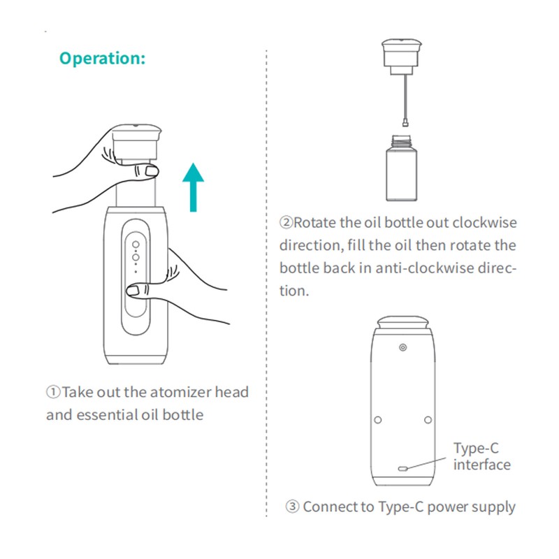 Aroma Diffuser USB Rechargeable Support APP Control Essential Oil Mist