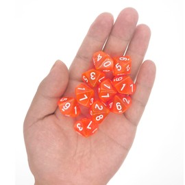 D10 Dice,10 pcs Polyhedral Dices Set Clear 10 Sided Dices Yoga Dice for DND MTG RPG Dungeons and Dragons Party 20mm Transparent Orange