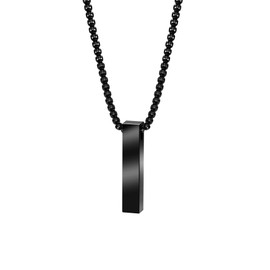 Van Heusen 3D Engravable Vertical Bar Pendant Necklace (Black)