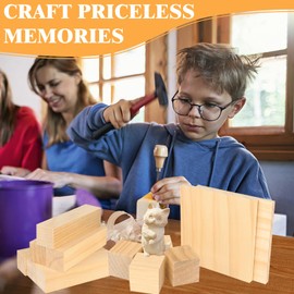 Pack of 12 lime wood for carving, carving wood blanks, craft wood blocks suitable for children, adults, beginners, durable, for carving, painting or DIY