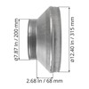 12" to 8" Inch Galvanized Steel Round Duct Reducer -