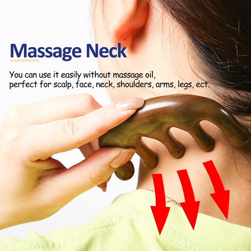 Wooden Massage Comb with Wide Tooth, Scalp Massager Round Tooth