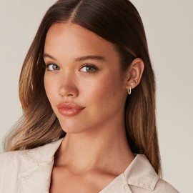 PAVOI 18K Gold Plated 925 Sterling Silver Post Cubic Zirconia Hoop Earrings (20.00, Yellow Vermeil)