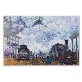 Monet Wall Art Collection Saint Lazare station in Paris, arrival of a train Canvas Prints Wrapped Gallery Wall Art | Stretched and Framed Ready to Hang 8X12,