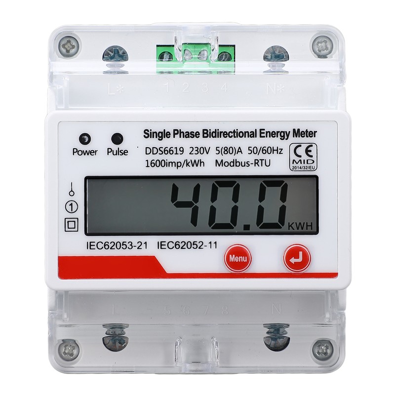 Electricity Meter 4P LCD Display Multifunctional RS485 Single Phase Bidirectional