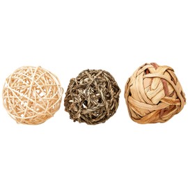 Rosewood Boredom Breaker Small Animal Naturals Toy Trio of Fun Balls, Natural, 3 Count (Pack of 2), Medium