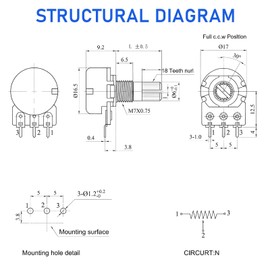 10sets 10K Ohm Potentiometer,WH148 Single-Joint Potentiometers with Rotary Knob