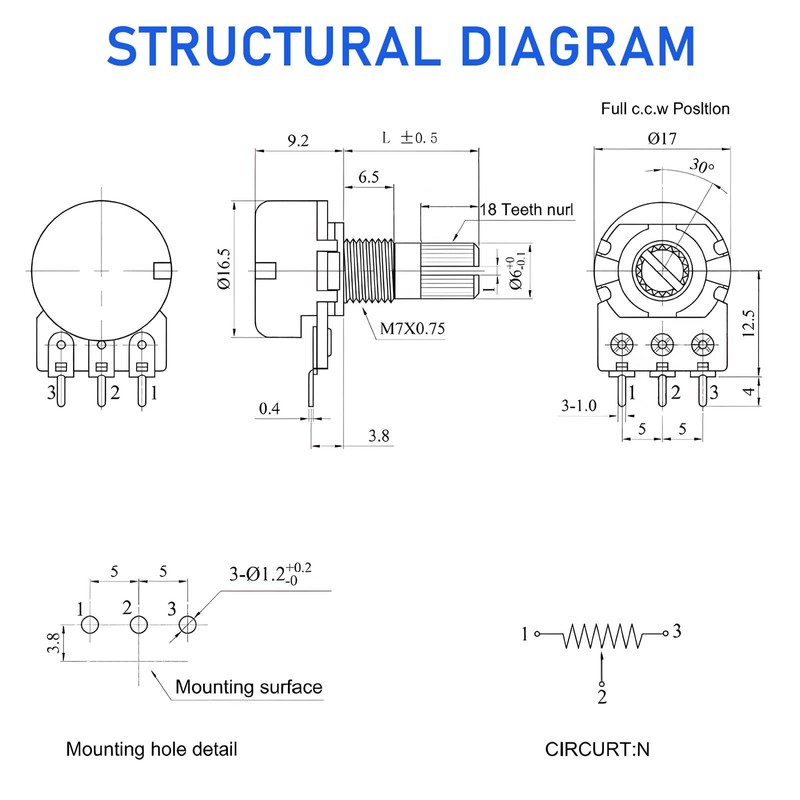 10sets 10K Ohm Potentiometer,WH148 Single-Joint Potentiometers with Rotary Knob