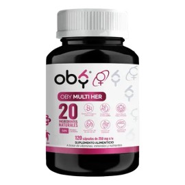 Oby - Multivitaminico Mujer 120 Capsulas + 20 Ingredientes: Colageno, Biotina, Vitamina B12, B3, B1, Vitamina C, E1000, K, Zinc, Acido Fo...