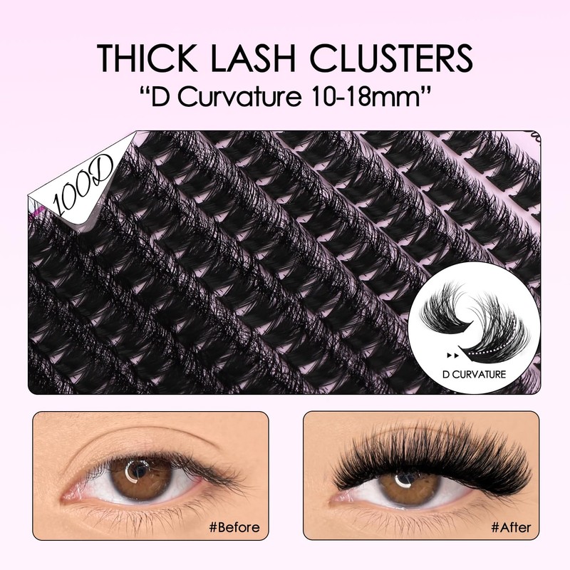 SOFENIDA Lash Clusters Kit 100D Thick Cluster Lashes 10-18mm Volume