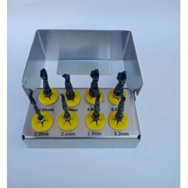 NOMI BROTHERS 8pcs Dental Implant External Irrigation Black Drills Cylindrical With Bur Holder