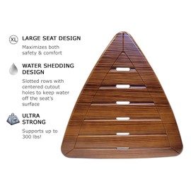 MedGear A-0212D Tool-Free Faux Teak Shower Chair, Brown